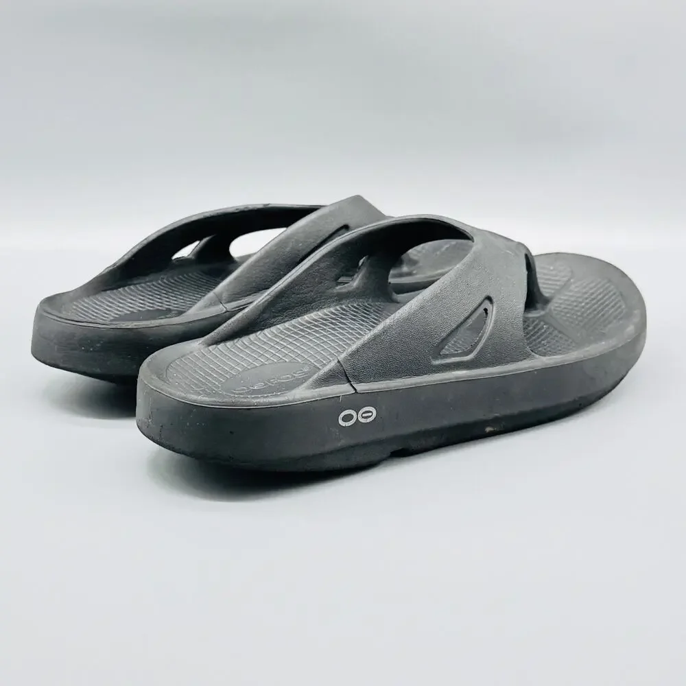 OOFOS Sandals Shoes Mens 9 Black Recovery Flip Flops Comfort OOriginal Thong